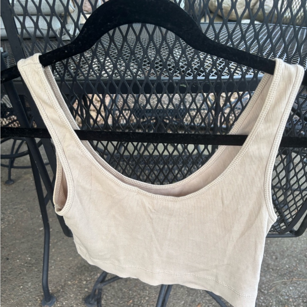 H&M Cream Fitted Crop Tank Top